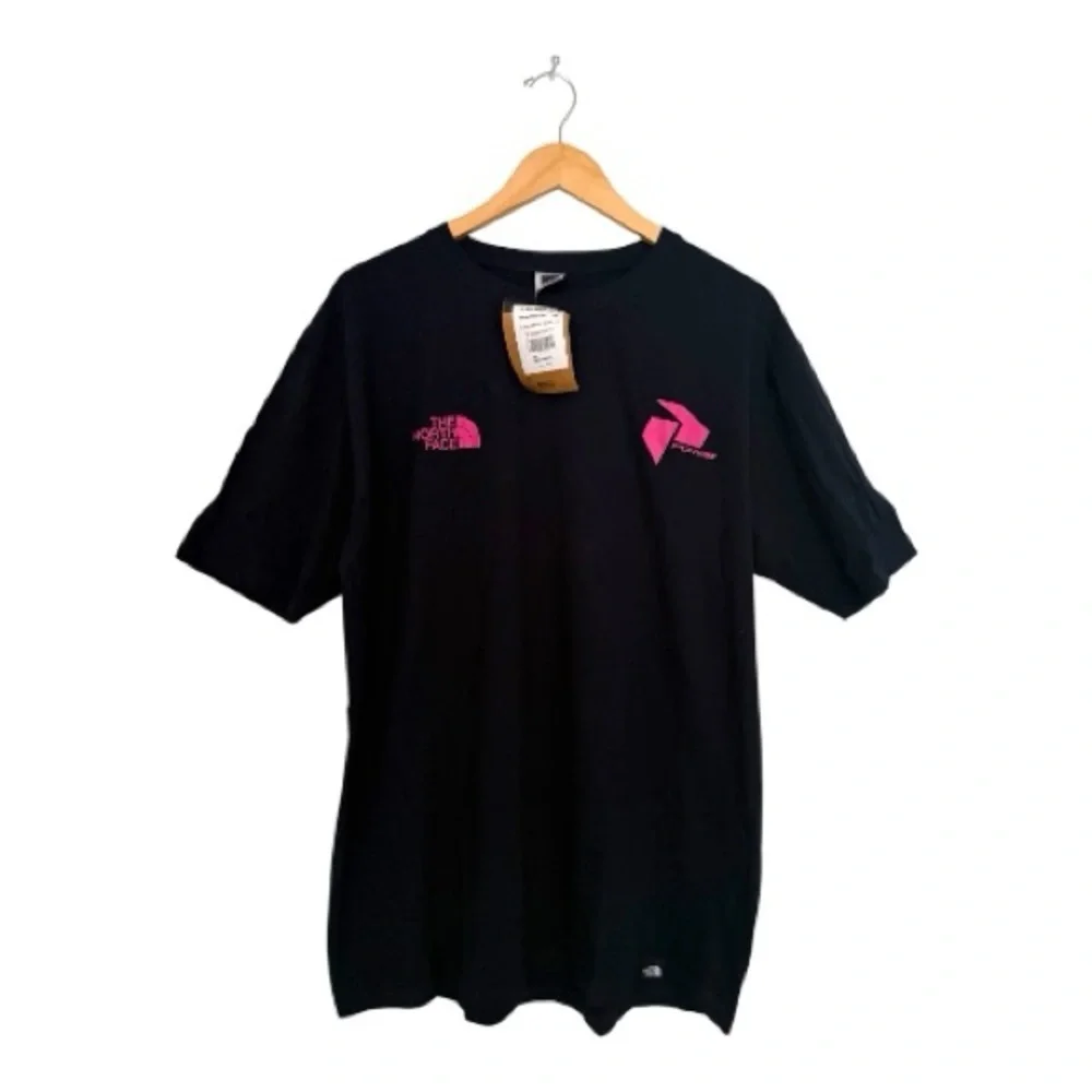 The North Face Navy Blue Half Dome Tee with Pink Logo,. Size XXL